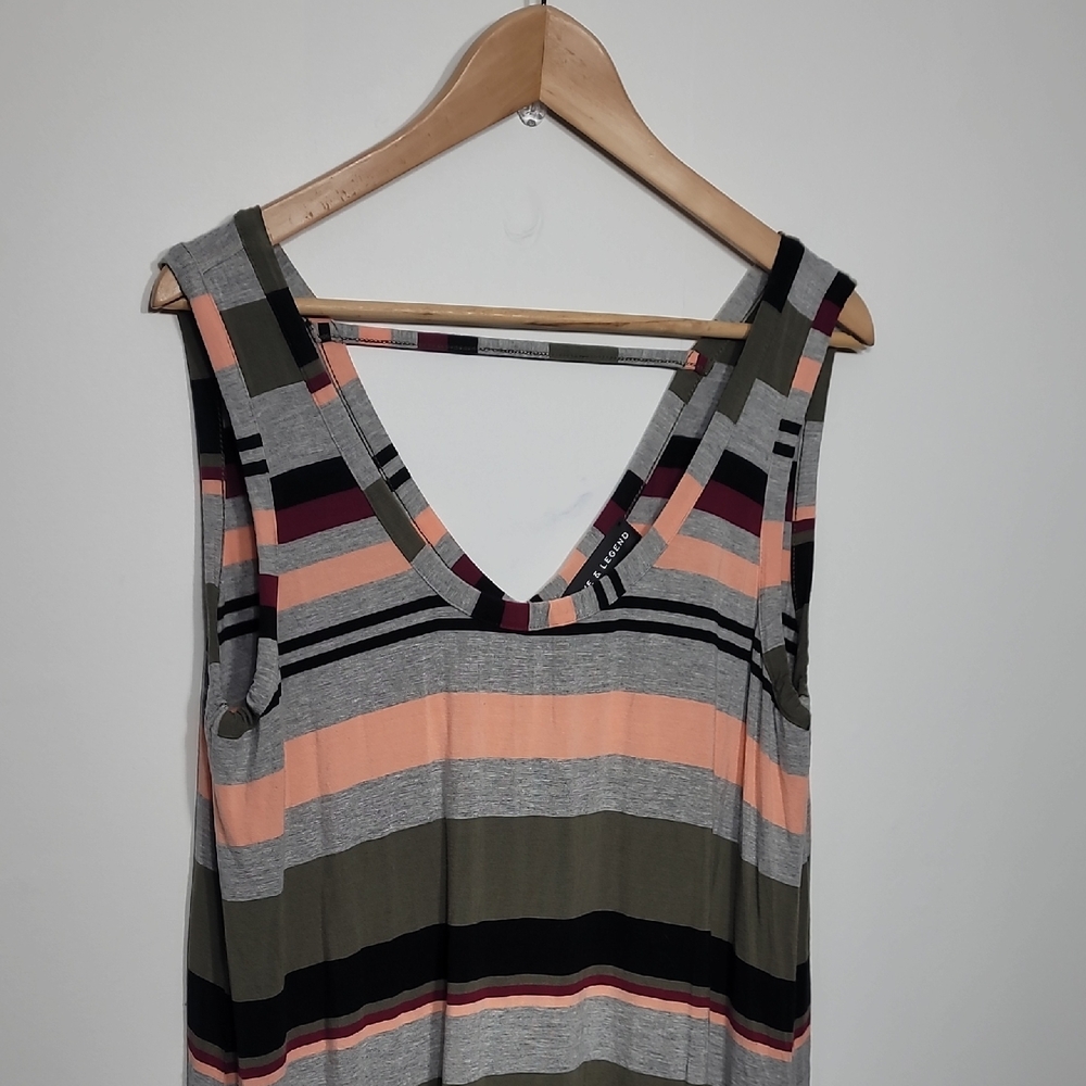 Love & Legend Multicolor Striped Tank Top Side Slit Maxi Dress